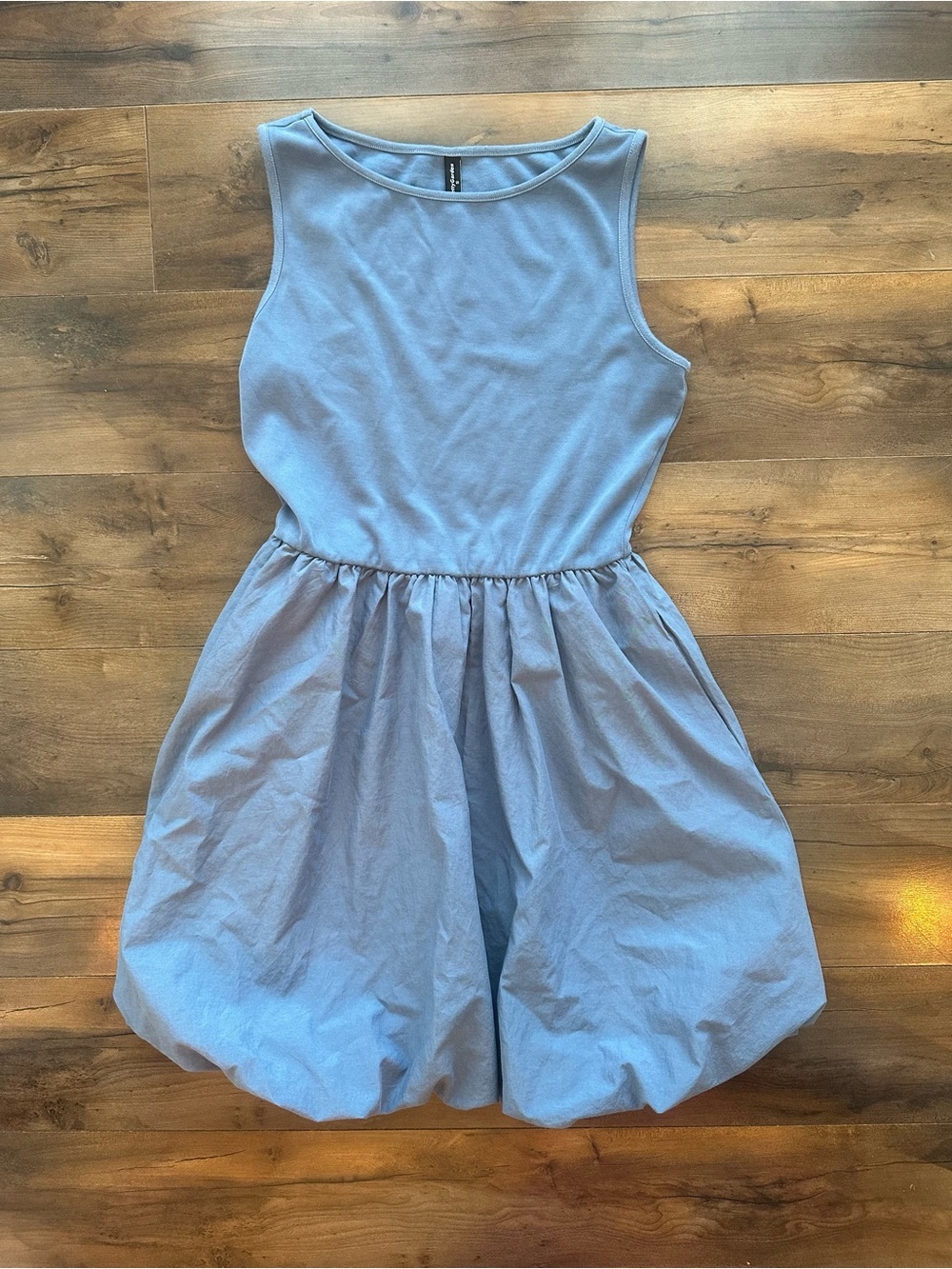 Prettygarden Blue Bubble Hem Fit & Flare Sleeveless Dress Size S
